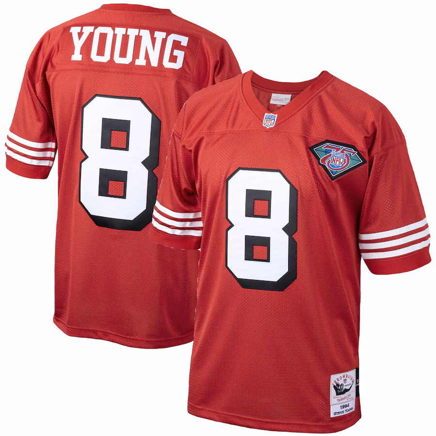 Men's San Francisco 49ers 1994 Steve Young Mitchell & Ness Scarlet Authentic Throwback Retired Player Jersey - ujerseystore