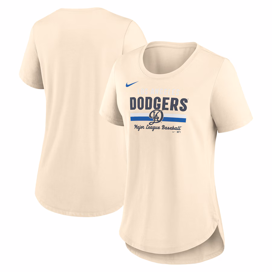Women's Los Angeles Dodgers Nike Cream City Connect Lockup Tri-Blend T-Shirt - ujerseystore