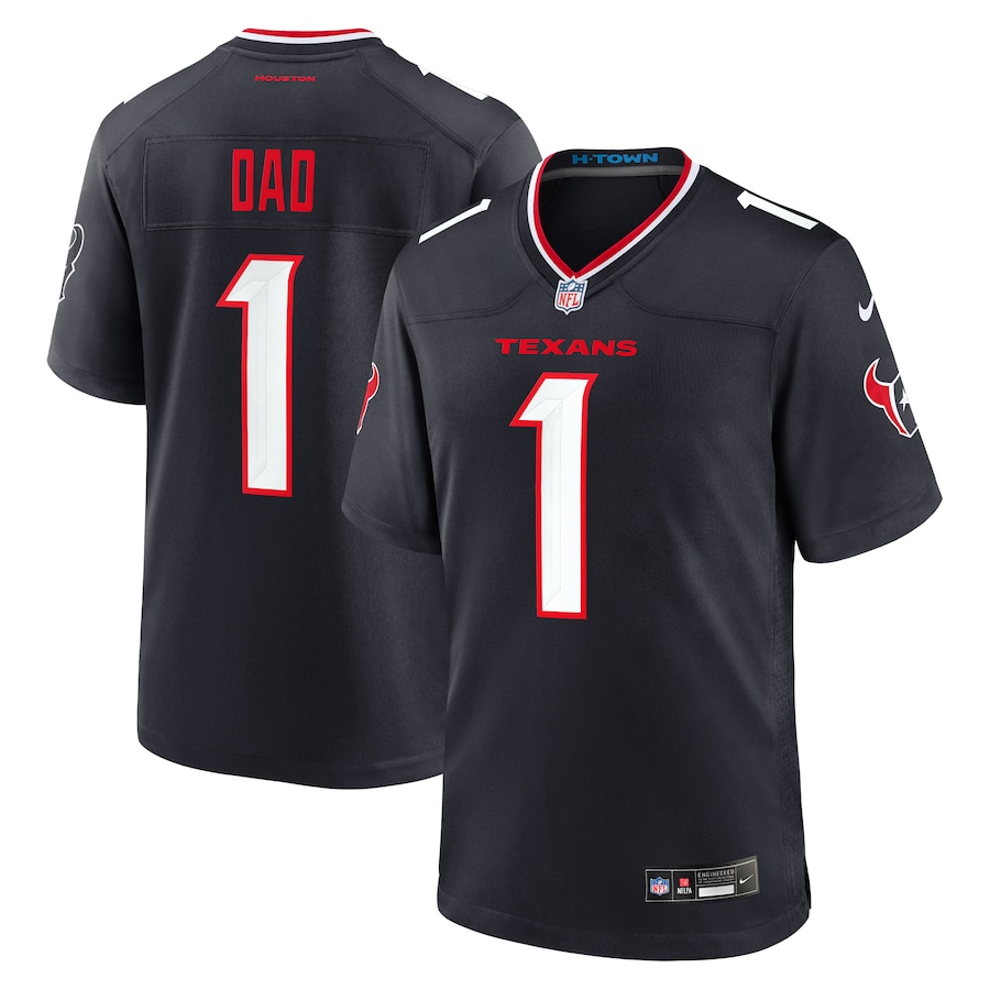 Men's Houston Texans  Nike Navy #1 Dad Game Jersey - ujerseystore