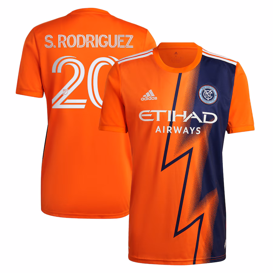 Men's New York City FC Santiago Rodríguez adidas Orange 2022 The Volt Kit Replica Player Jersey - ujerseystore