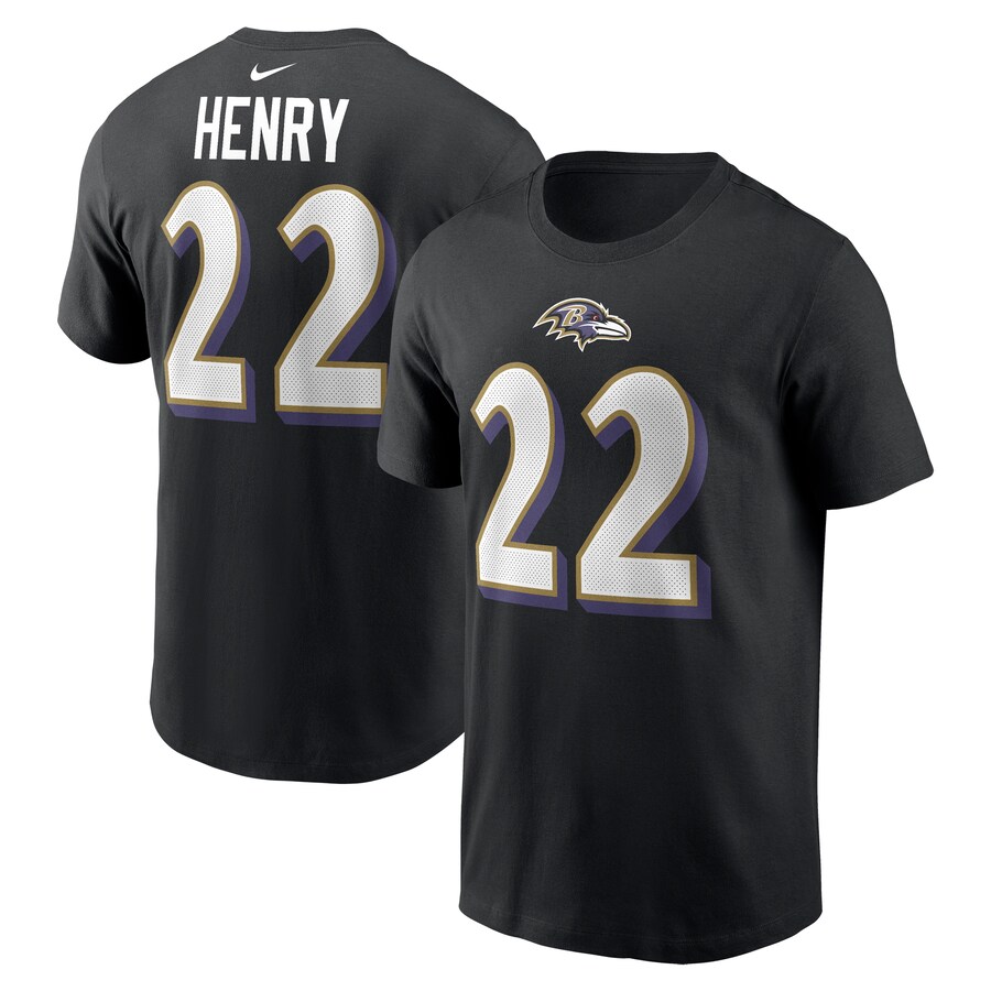 Men's Baltimore Ravens Derrick Henry Nike Black Player Name & Number T-Shirt - ujerseystore