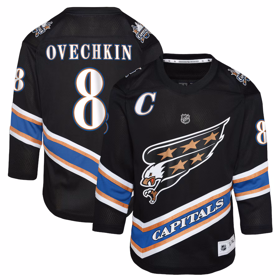 Youth Washington Capitals Alexander Ovechkin Black Alternate 50th Anniversary Replica Jersey - ujerseystore