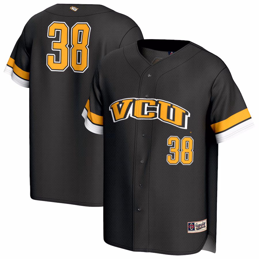Unisex GameDay Greats #38 Black VCU Rams Lightweight Collegiate Baseball Fashion Jersey - ujerseystore