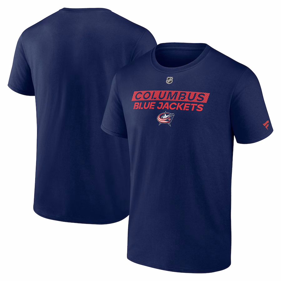 Men's Columbus Blue Jackets Fanatics Navy Authentic Pro Core Primary T-Shirt - ujerseystore