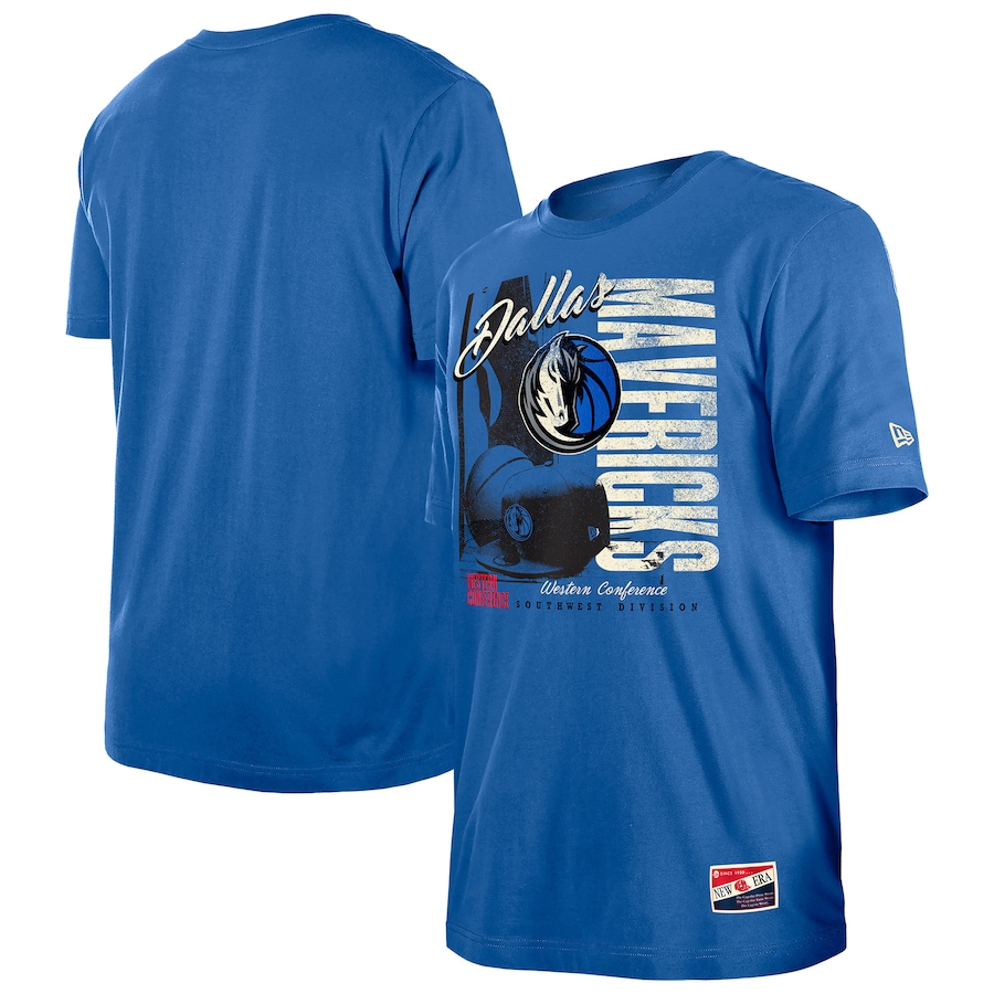 Men's Dallas Mavericks  New Era Blue Distressed Throwback Vintage Color Pack T-Shirt - ujerseystore
