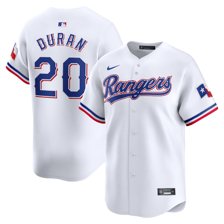 Men's Texas Rangers Ezequiel Duran Nike White Home Limited Player Jersey - ujerseystore