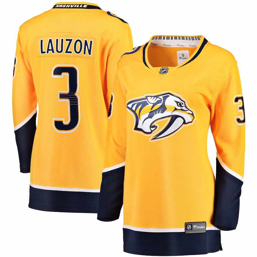 Women's Nashville Predators Jeremy Lauzon Fanatics Gold Home Breakaway Player Jersey - ujerseystore