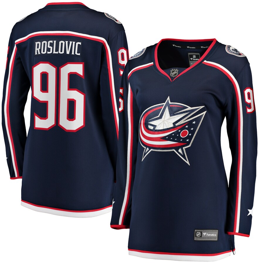 Women's Columbus Blue Jackets Jack Roslovic Fanatics Branded Navy Home Breakaway Jersey - ujerseystore