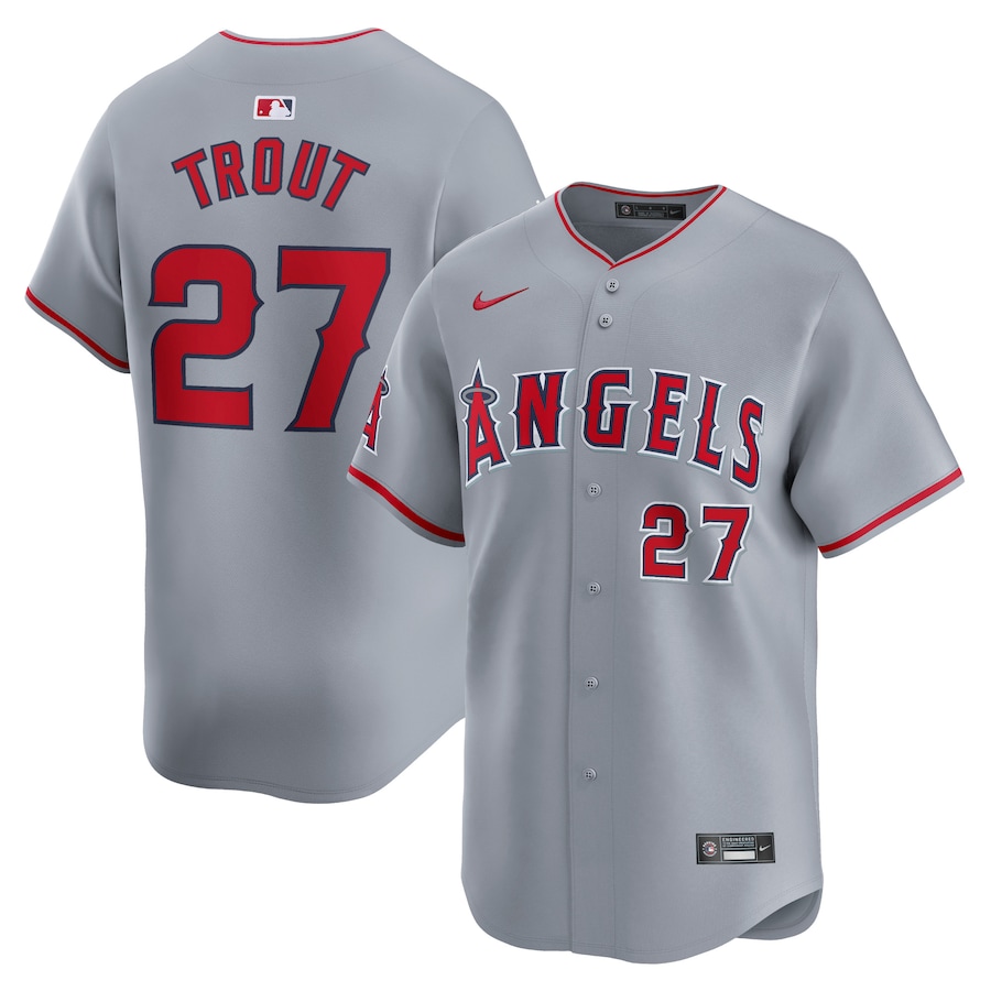 Men's Los Angeles Angels Mike Trout Nike Gray Away Limited Player Jersey - ujerseystore