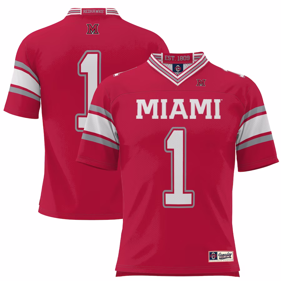 #1 Miami University RedHawks GameDay Greats Football Jersey - Red - ujerseystore