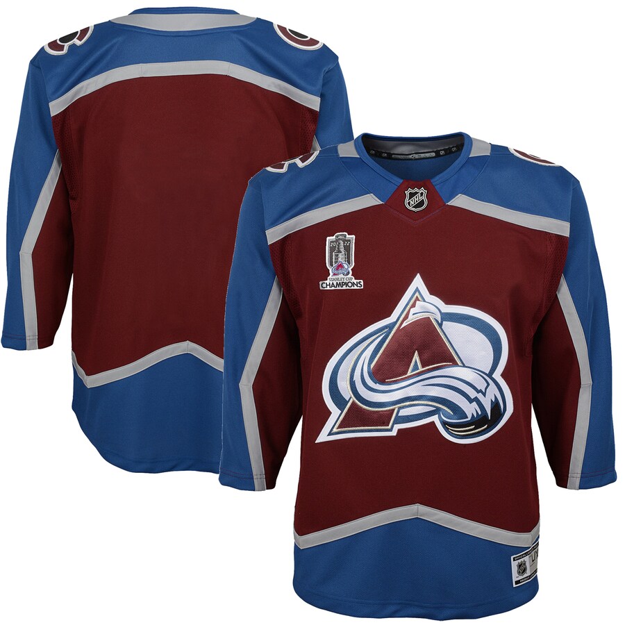 Youth Colorado Avalanche Burgundy Home 2022 Stanley Cup Champions Premier Jersey - ujerseystore