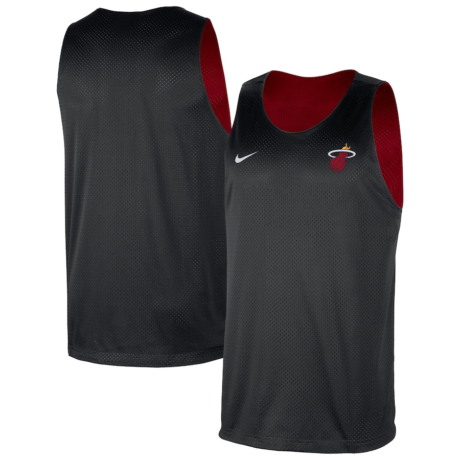 Men's Miami Heat Nike Red/Black Courtside Reversible Mesh Practice Jersey - ujerseystore