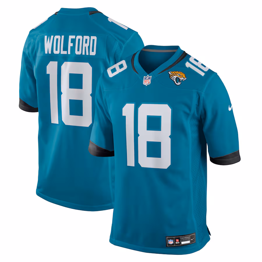 Men's Jacksonville Jaguars John Wolford Nike Teal Team Game Jersey - ujerseystore