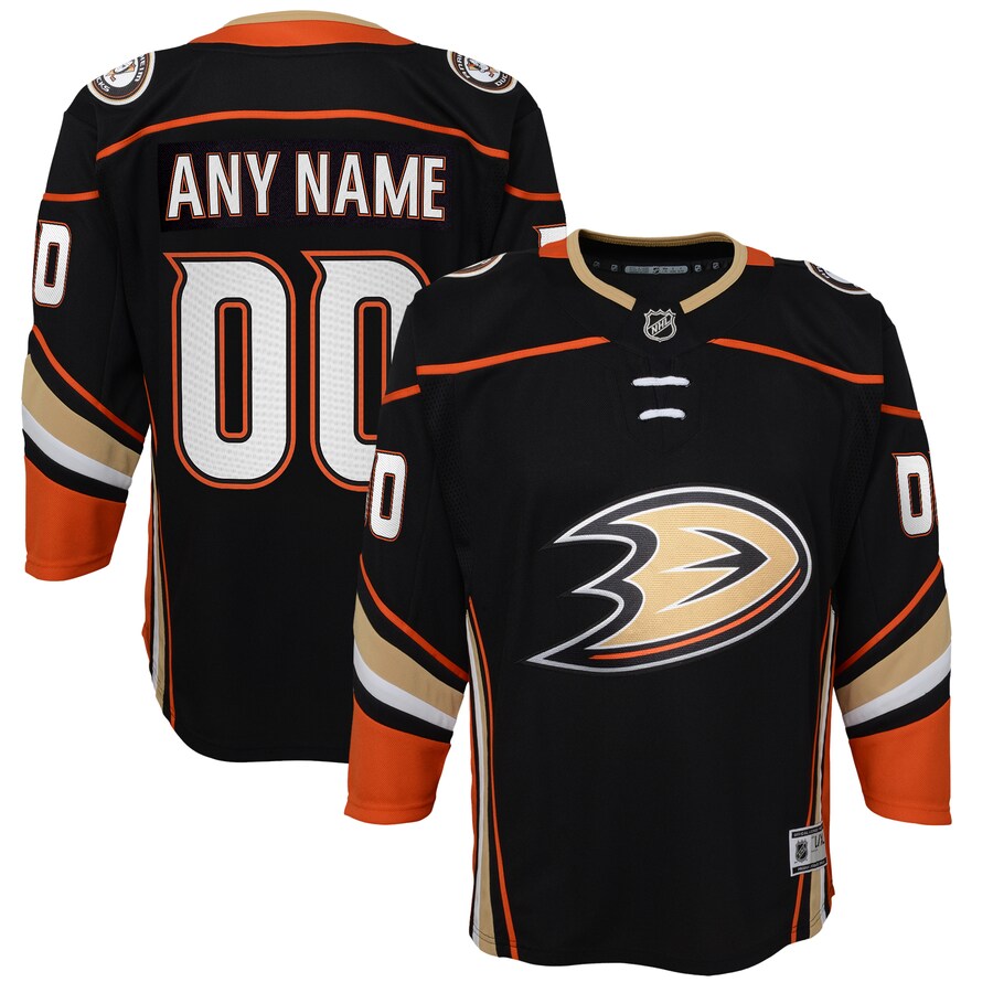 Youth Anaheim Ducks Black Home Premier Custom Jersey - ujerseystore