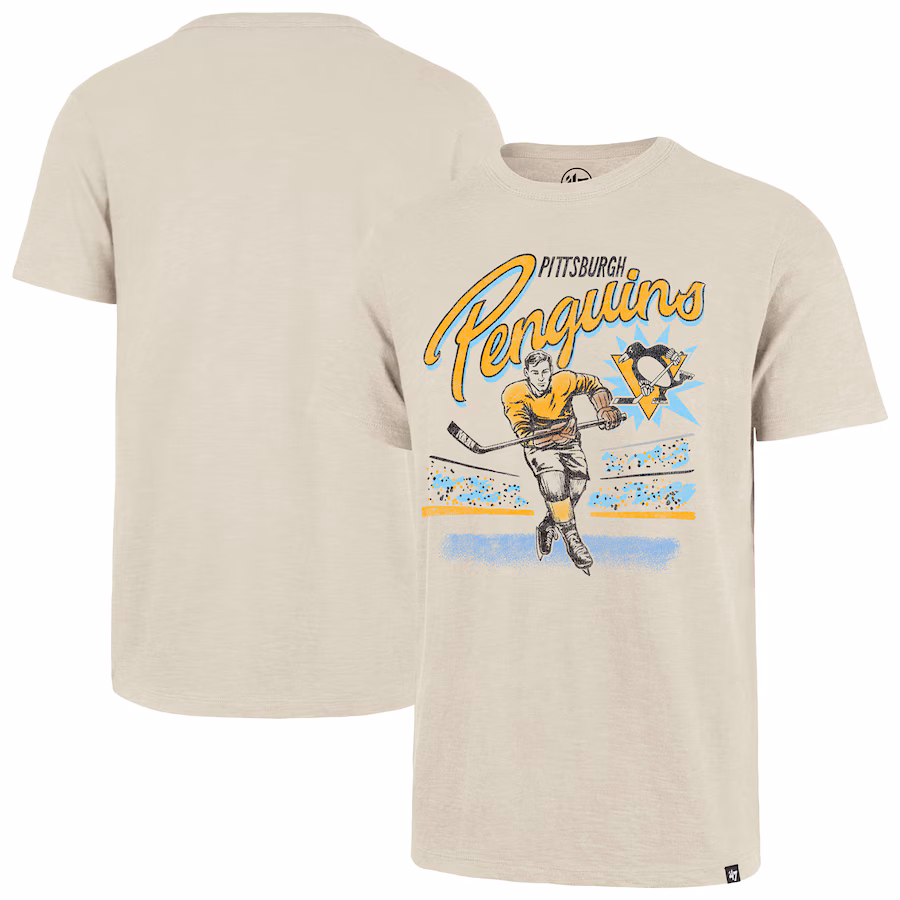 Men's Pittsburgh Penguins '47 Natural Hockey Player Golden Age Scrum T-Shirt - ujerseystore