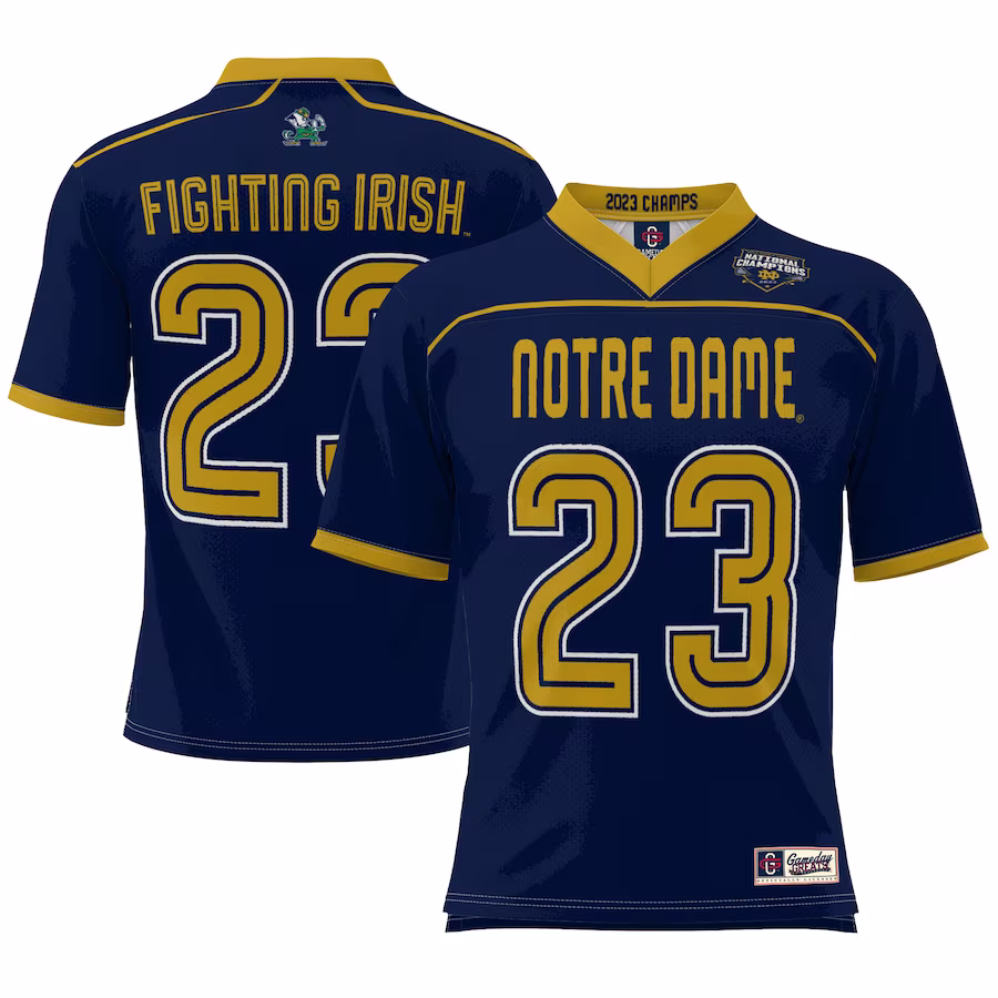 Notre Dame Fighting Irish GameDay Greats Youth 2023 NCAA Men's Lacrosse National Champions Lightweight Jersey - Navy - ujerseystore