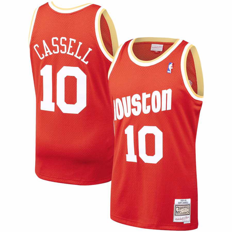 Men's Houston Rockets Sam Cassell Mitchell & Ness Red 1993/94 Hardwood Classics Swingman Jersey - ujerseystore
