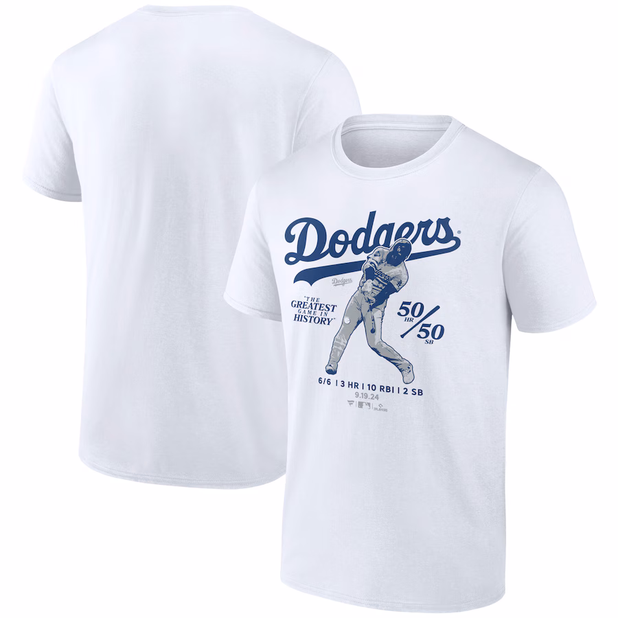 Men's Los Angeles Dodgers Shohei Ohtani White 6 for 6 T-Shirt - ujerseystore