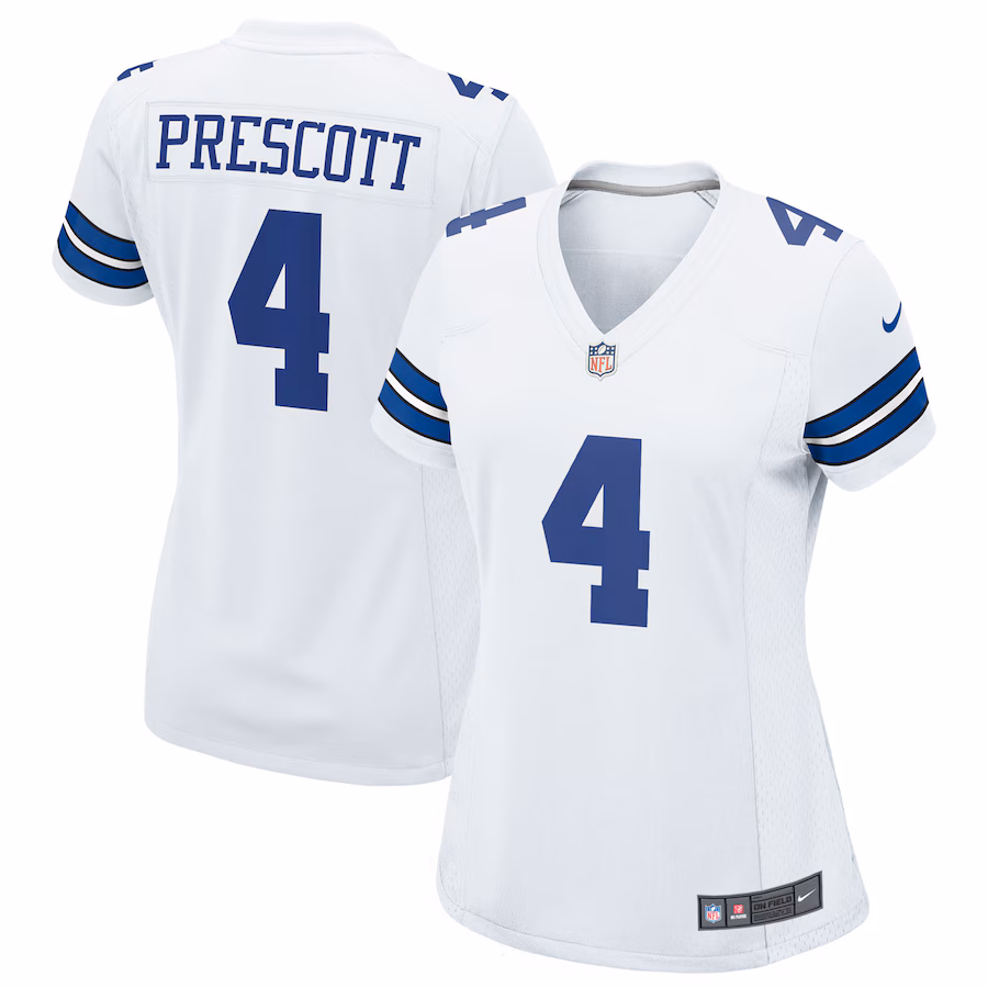 Women's Dallas Cowboys Dak Prescott Nike White Team Game Jersey - ujerseystore
