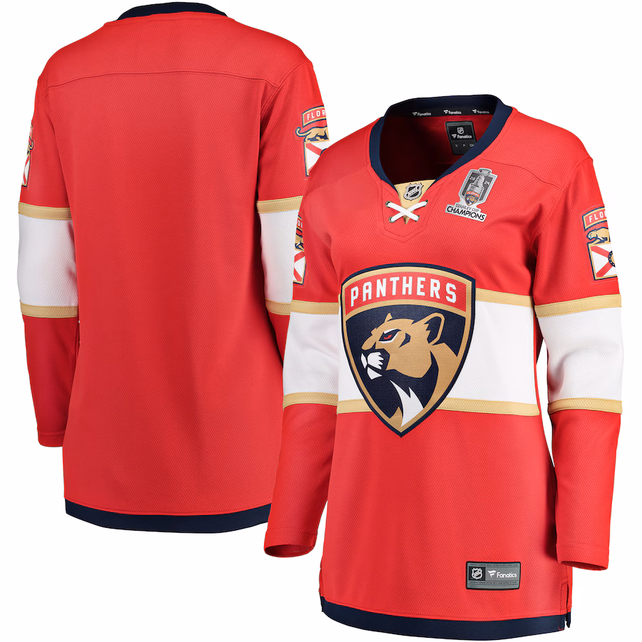 Women's Florida Panthers Fanatics Red Home 2024 Stanley Cup Champions Breakaway Jersey - ujerseystore