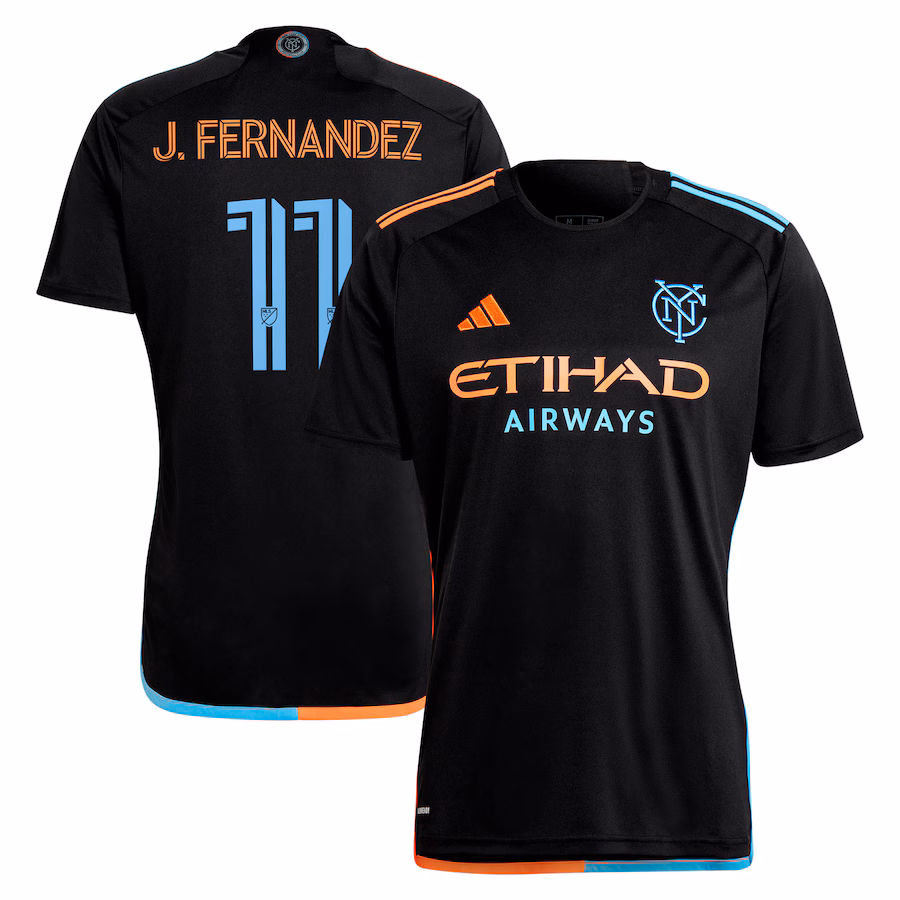 Men's New York City FC Julian Fernandez adidas Black 2024 24/7 Kit Replica Player Jersey - ujerseystore