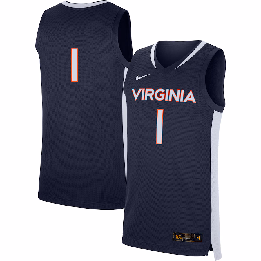 Men's Nike #1 Navy Virginia Cavaliers Replica Basketball Jersey - ujerseystore