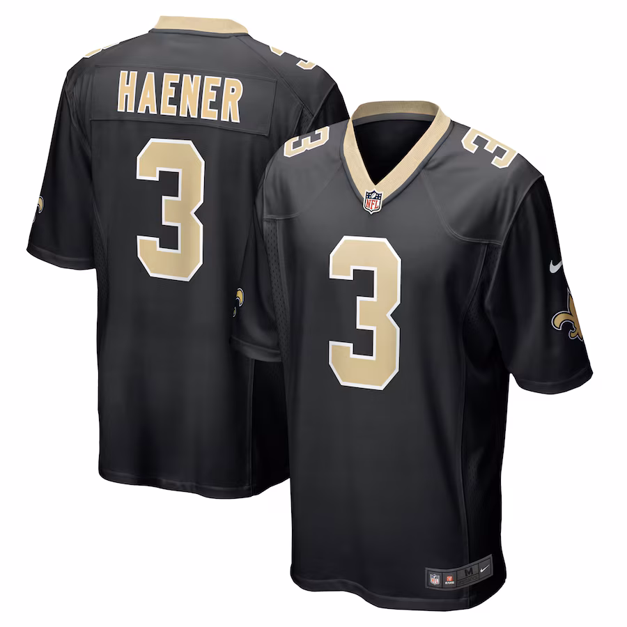 Men's New Orleans Saints Jake Haener Nike  Black Team Game Jersey - ujerseystore