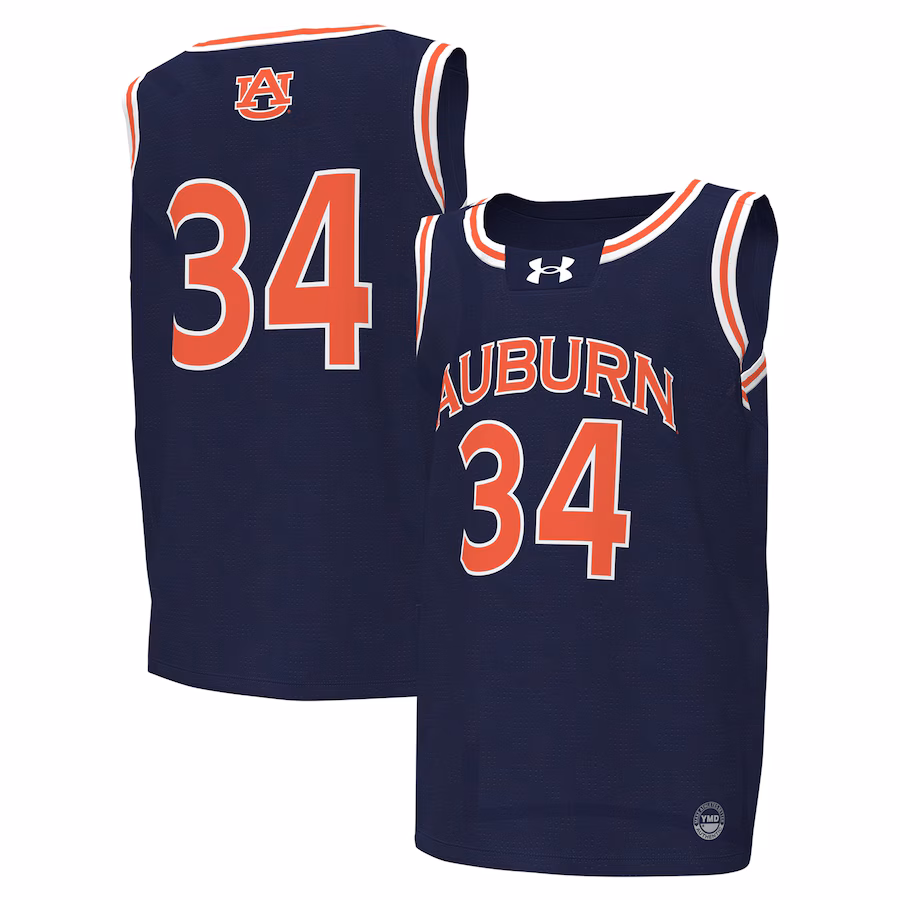 Youth Under Armour #34 Navy Auburn Tigers Replica Basketball Jersey - ujerseystore