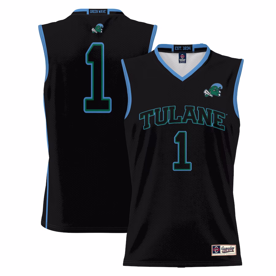 #1  Tulane Green Wave GameDay Greats  Lightweight Basketball Jersey - Black - ujerseystore
