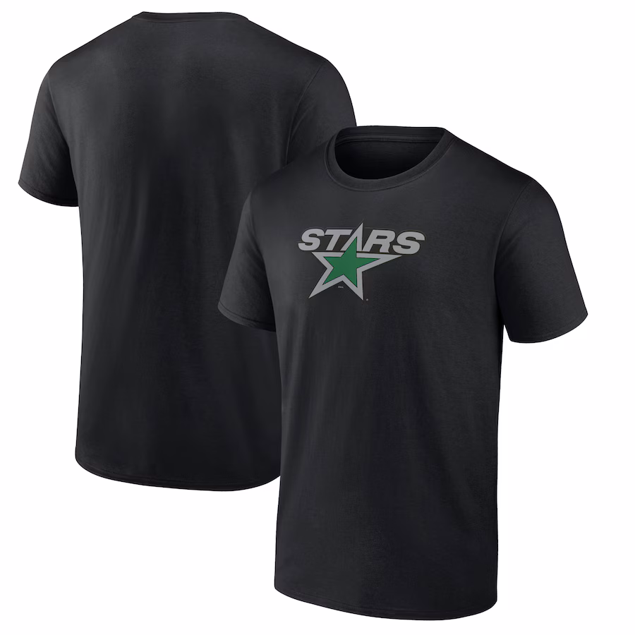 Men's Dallas Stars Black Team Primary Logo Graphic T-Shirt - ujerseystore