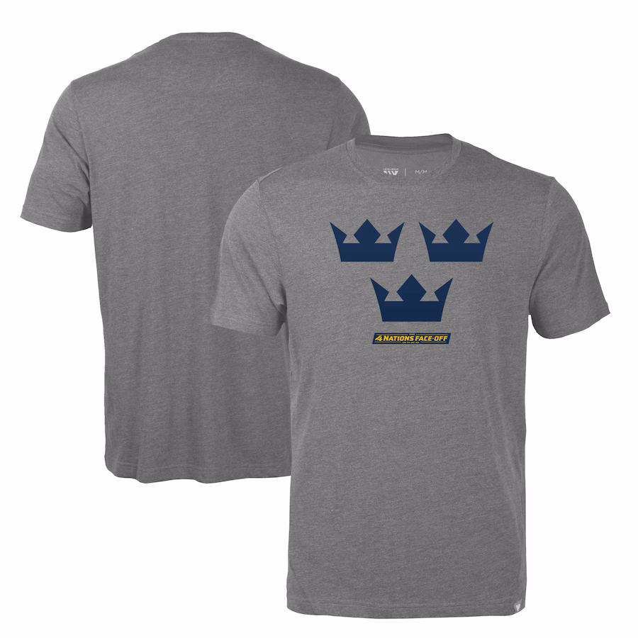 Men's Sweden Levelwear Gray 2025 4 Nations Face-Off Thrive Tri-Blend T-Shirt - ujerseystore