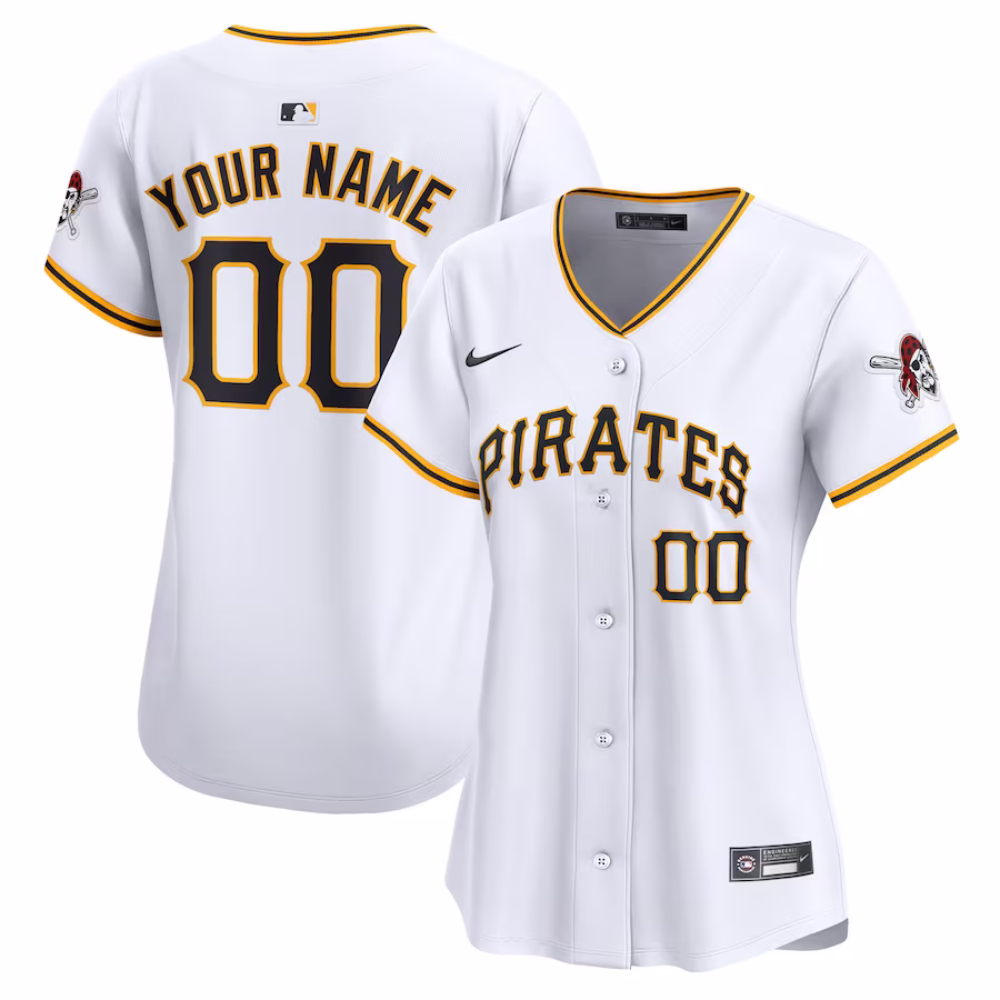 Women's Pittsburgh Pirates Nike White Home Limited Custom Jersey - ujerseystore