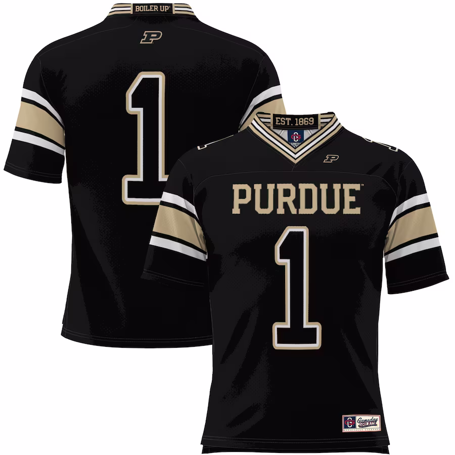 #1 Purdue Boilermakers GameDay Greats Endzone Football Jersey - Black - ujerseystore