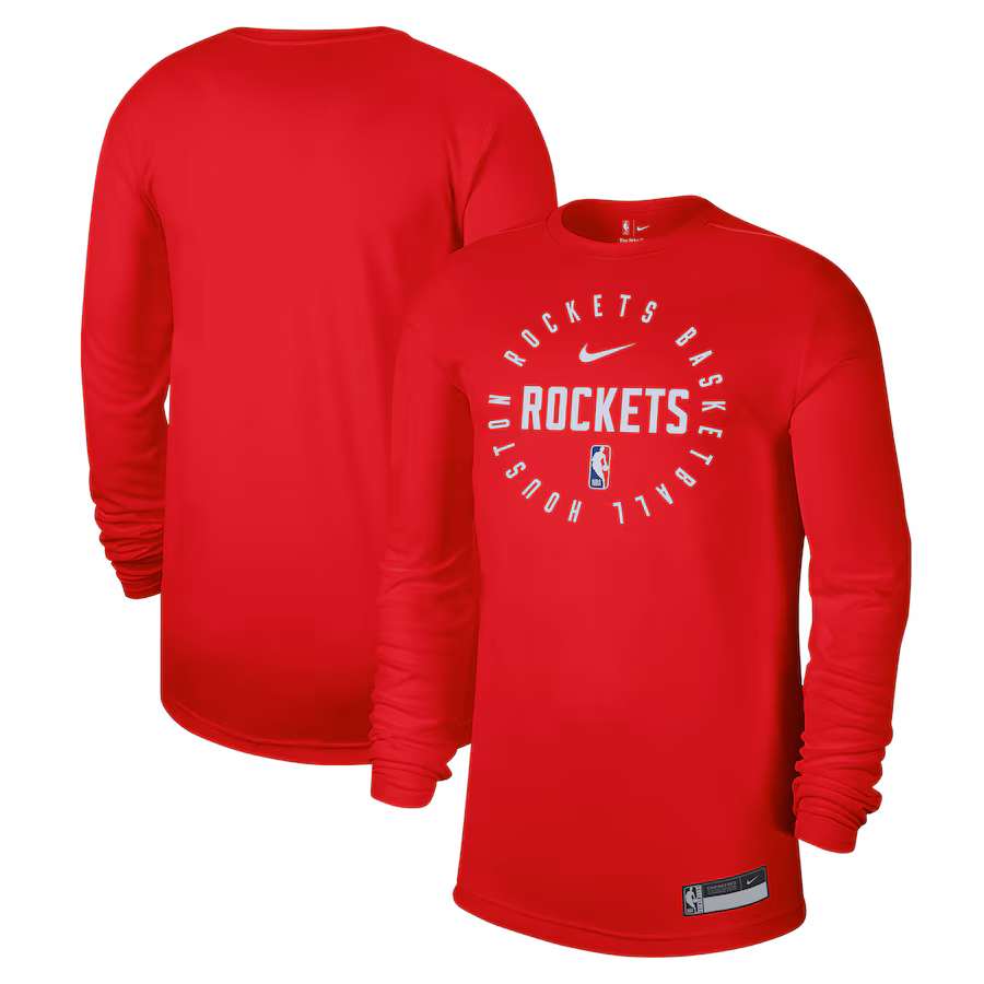 Men's Houston Rockets Nike Red 2024/25 Legend On-Court Practice Long Sleeve T-Shirt - ujerseystore