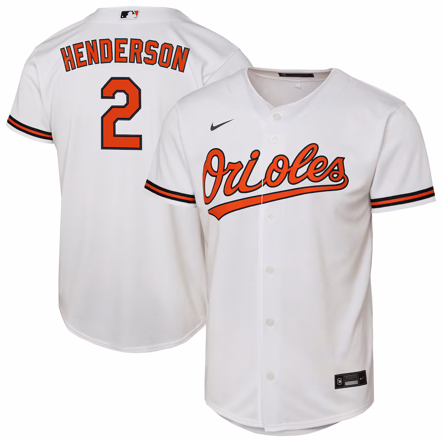 Youth Baltimore Orioles Gunnar Henderson Nike White Home Replica Player Jersey - ujerseystore