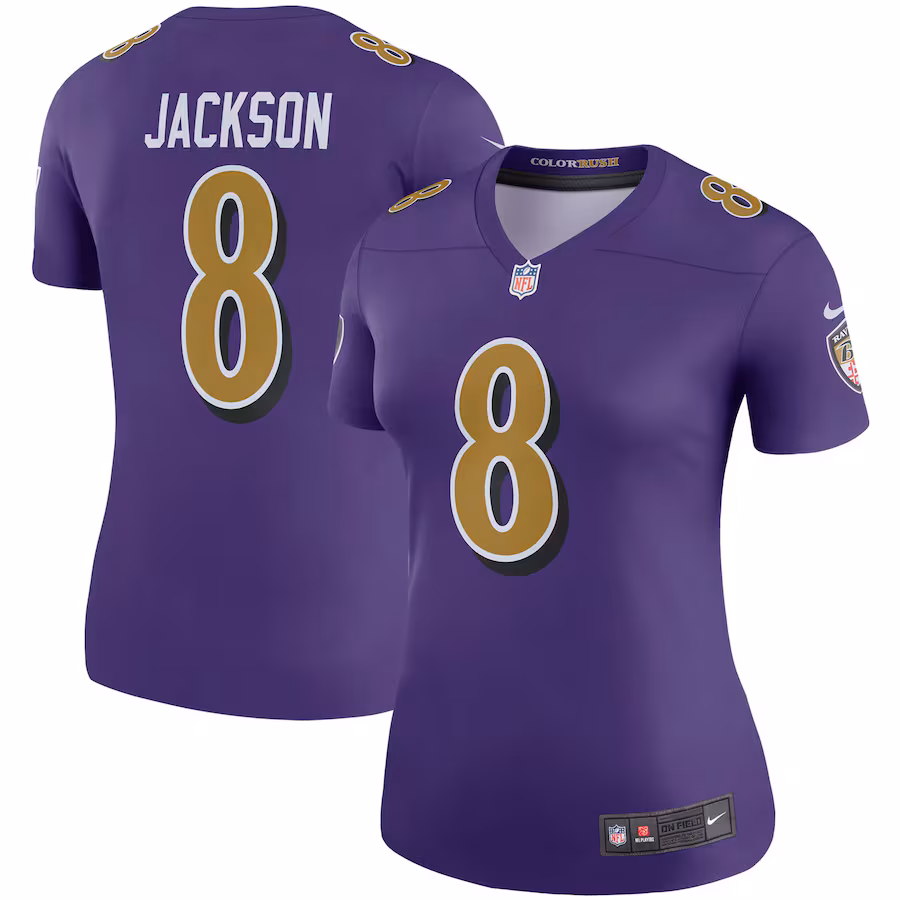 Women's Baltimore Ravens Lamar Jackson Nike Purple Color Rush Legend Player Jersey - ujerseystore