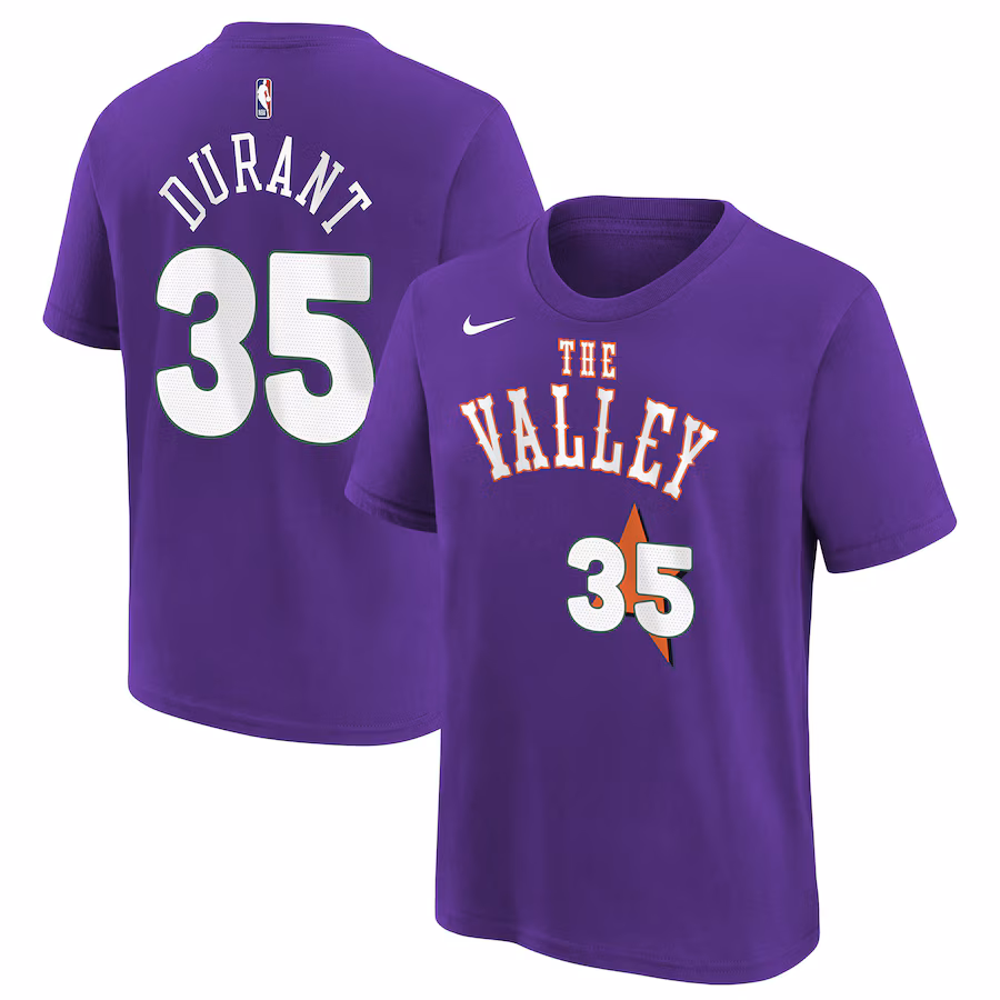 Youth Phoenix Suns Kevin Durant Nike Purple 2024/25 City Edition Name & Number T-Shirt - ujerseystore