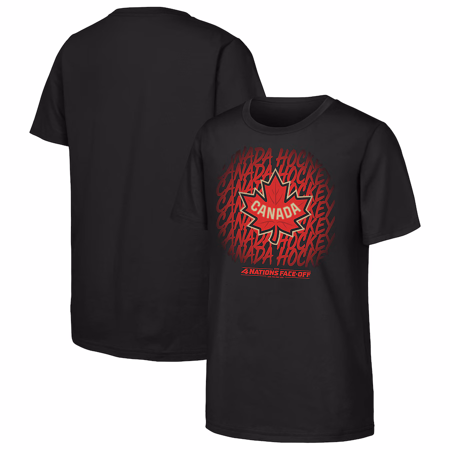 Youth Canada Black 2025 4 Nations Face-Off Game Time T-Shirt - ujerseystore