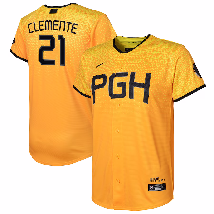 Youth Pittsburgh Pirates Roberto Clemente Nike Gold City Connect Replica Player Jersey - ujerseystore
