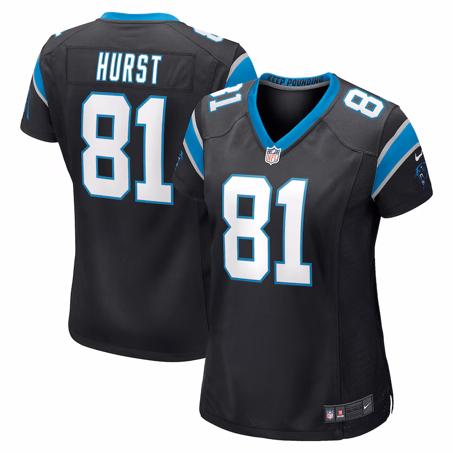 Women's Carolina Panthers Hayden Hurst Nike Black Game Player Jersey - ujerseystore
