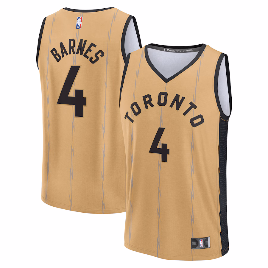 Men's Toronto Raptors Scottie Barnes Fanatics Gold Fast Break Jersey - City Edition - ujerseystore