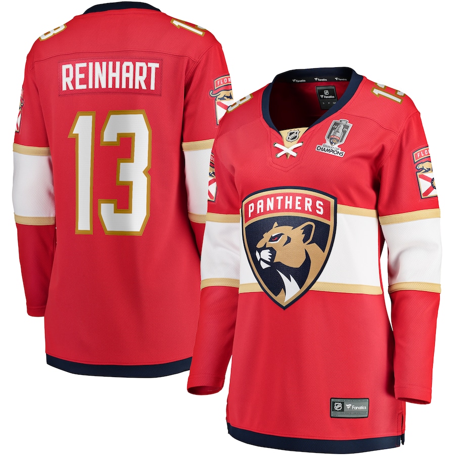 Women's Florida Panthers Sam Reinhart Fanatics Red Home 2024 Stanley Cup Champions Breakaway Player Jersey - ujerseystore