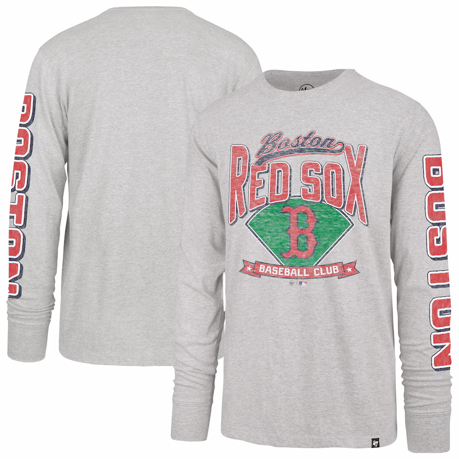 Men's Boston Red Sox '47 Gray Fair Ball Franklin Long Sleeve T-Shirt - ujerseystore