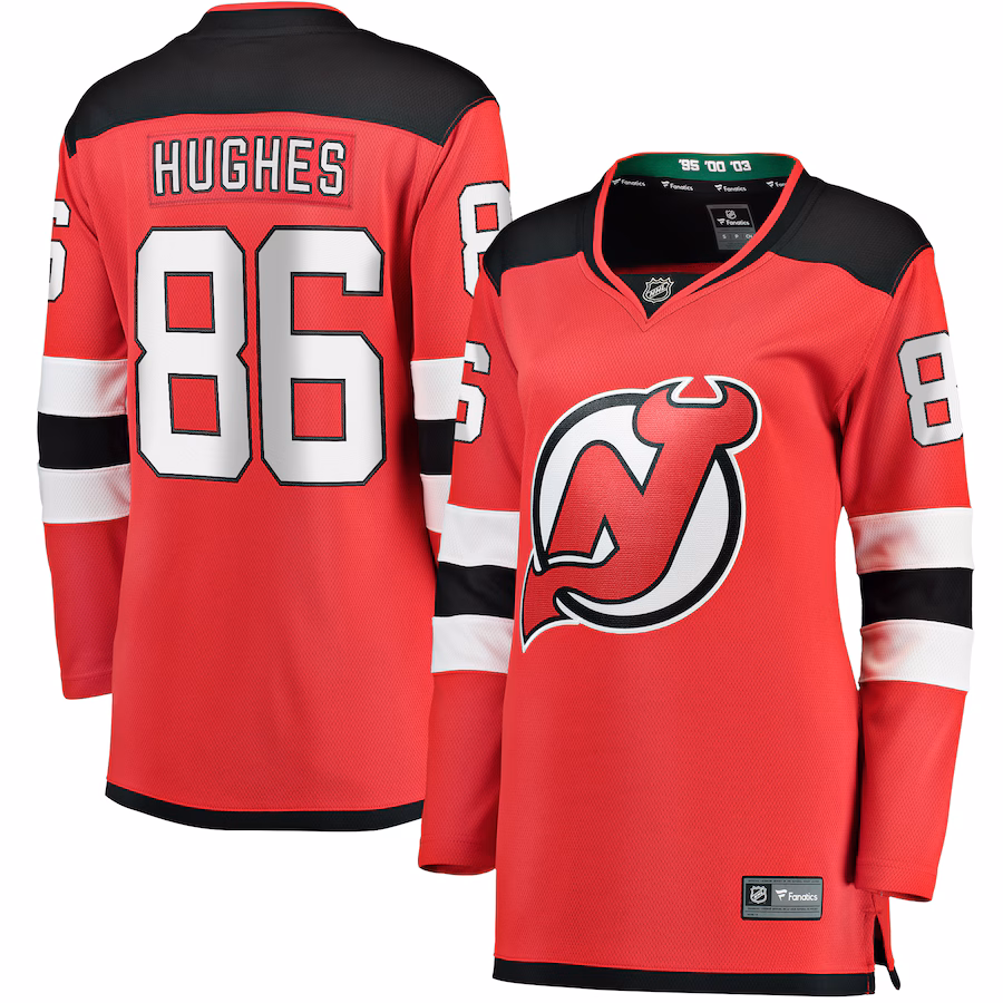 Women's New Jersey Devils Jack Hughes Fanatics Red Home Breakaway Jersey - ujerseystore