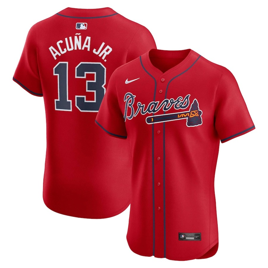 Men's Atlanta Braves Ronald Acuña Jr. Nike Red Alternate Elite Player Jersey - ujerseystore