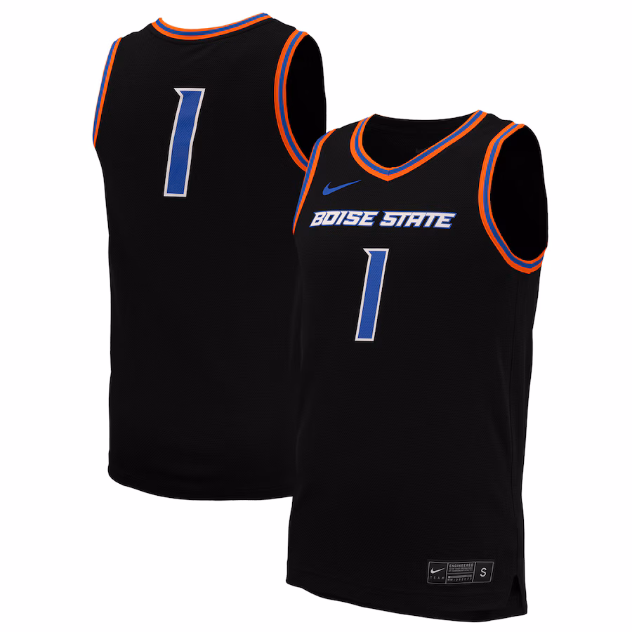 Men's Nike #1 Black Boise State Broncos Replica Basketball Jersey - ujerseystore