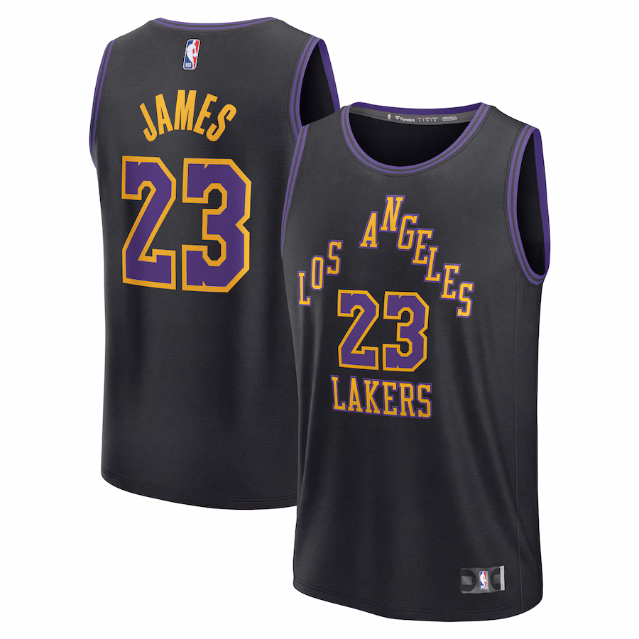 Men's Los Angeles Lakers LeBron James Fanatics Black Fast Break Jersey - City Edition - ujerseystore