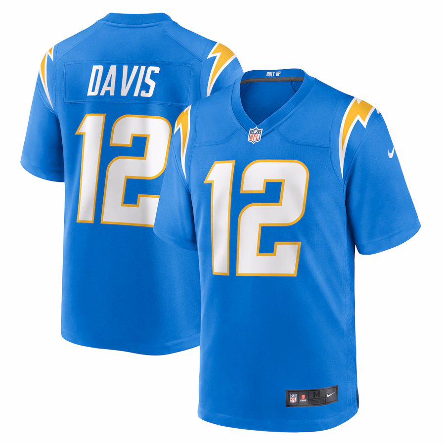 Men's Los Angeles Chargers Derius Davis Nike Powder Blue Team Game Jersey - ujerseystore