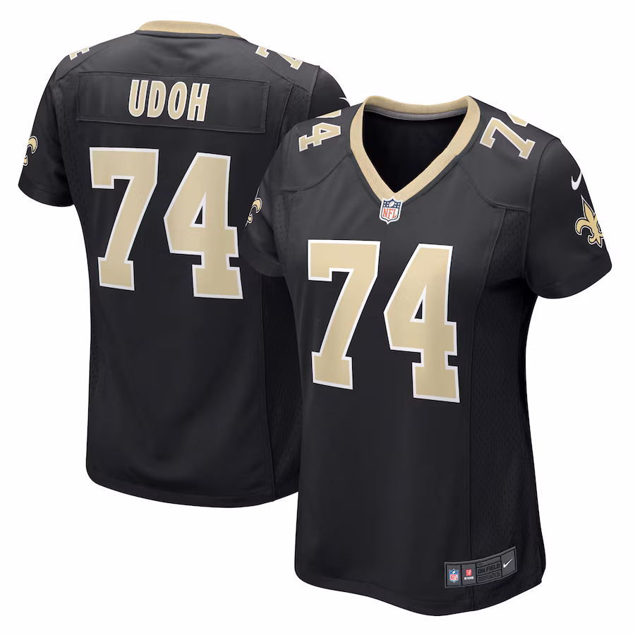 Women's New Orleans Saints Olisaemeka Udoh Nike Black Game Jersey - ujerseystore