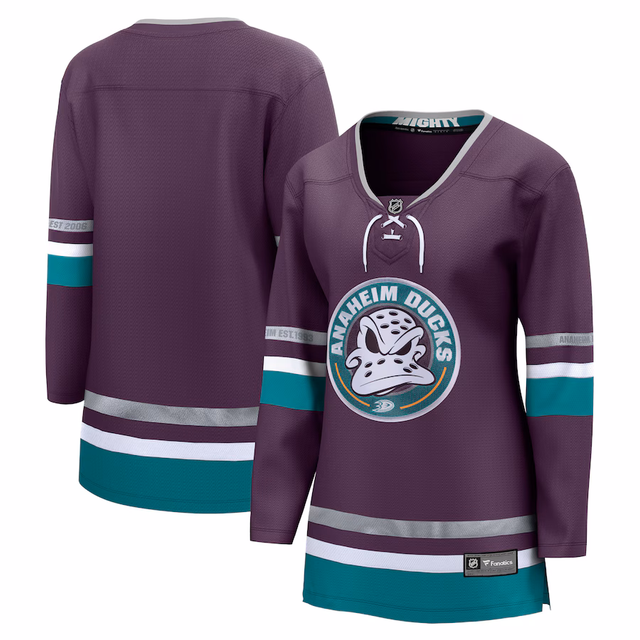 Women's Anaheim Ducks Fanatics Purple 30th Anniversary Premier Breakaway Jersey - ujerseystore
